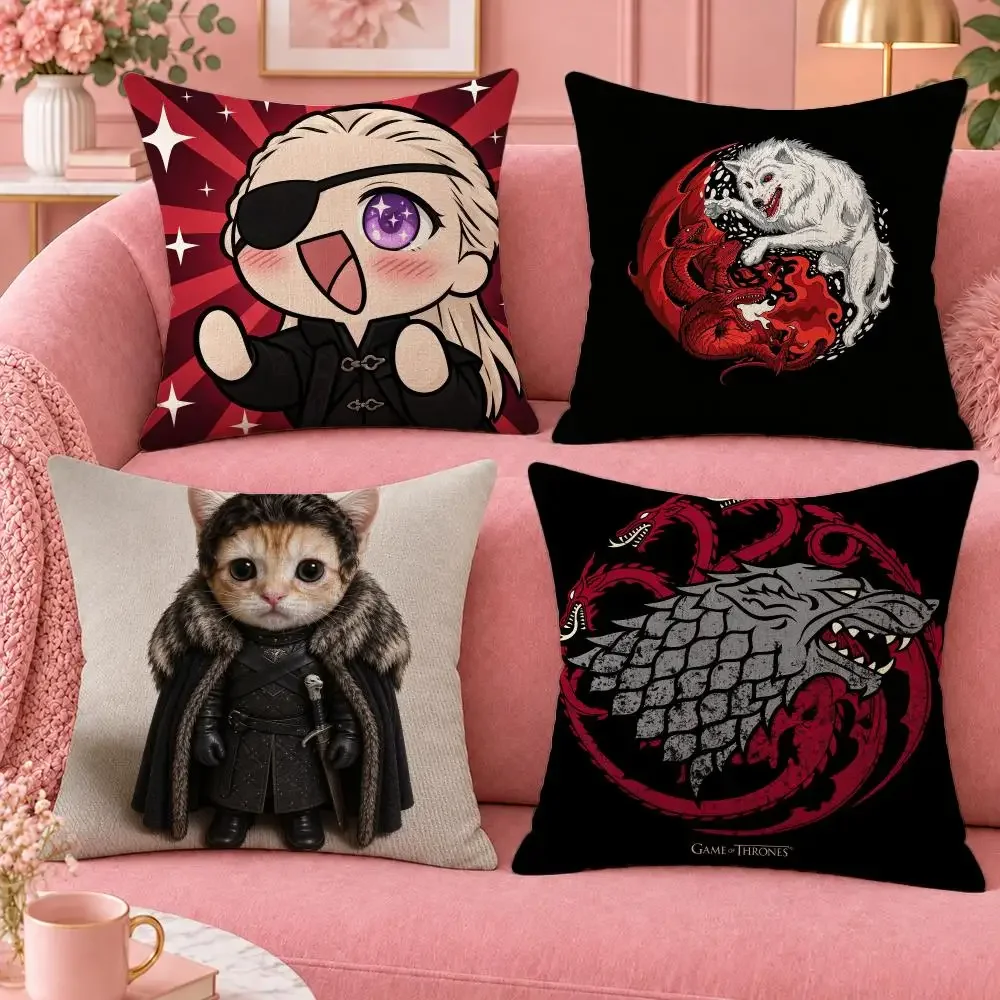 Series Fantasy Game of Thrones Cushion Cover Cute Cartoon Throw Pillow Cover Soft Plush Cushion Cover Sofa Bedroom Home Decor