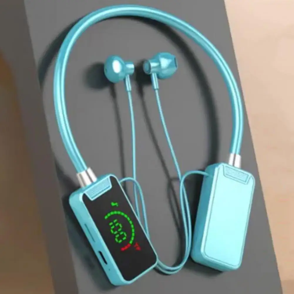 หูฟังไร้สาย หูฟังลดเสียงรบกวน หูฟังไร้สายแบบคล้องคอกันน้ําพร้อมจอแสดงผล LED Bluetooth สําหรับแฮนด์ฟรี