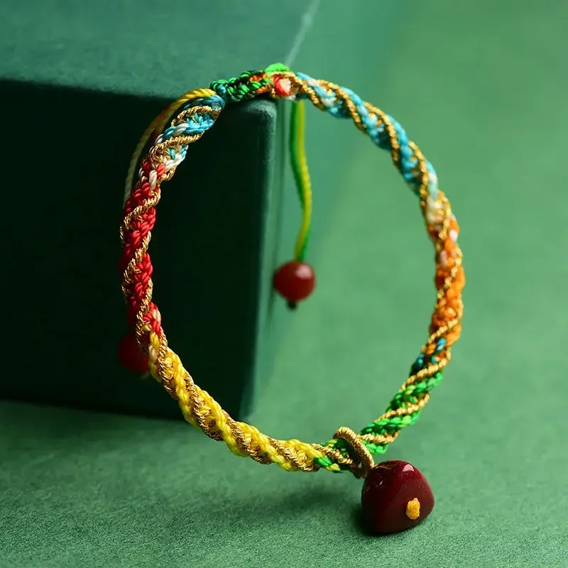 Dragon Boat Festival Panlong Knot Colorful Bracelet Dragon Boat Festival Colorful Rope Hand-woven Zongzi Finished Ethnic Bangle