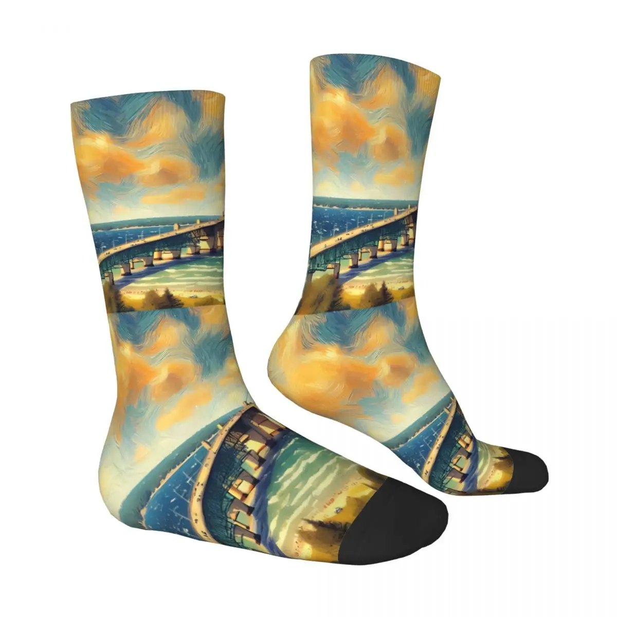 Oil Painting Sock Printed Man Polyester