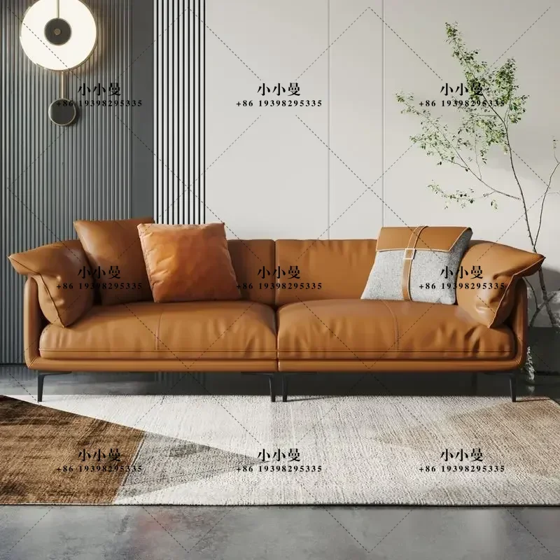 Household living room Italian first layer cowhide leather large and small apartment living room modern simple sofa