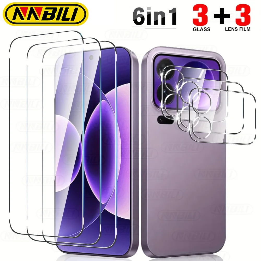 NNBILI 3 Stück HD-Displayschutzfolie aus gehärtetem Glas, 3 Stück transparente HD-Handy-Objektivfolie für Xiaomi 17 17 Pro 17 Pro Max Entsperren