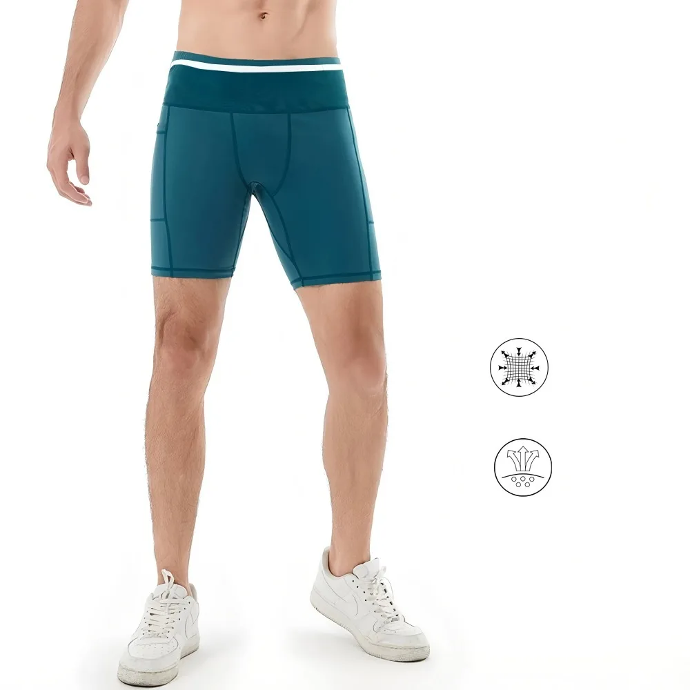 Summer New Men's 3.0 Multipocket Compression Shorts Quick Dry Marathon Running Jogging Cycling Fitness Exercise Tight Shorts