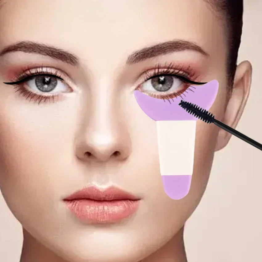 Long-handle eyelash and eyeliner auxiliary artifact crescent baffle multifunctional eye makeup portable