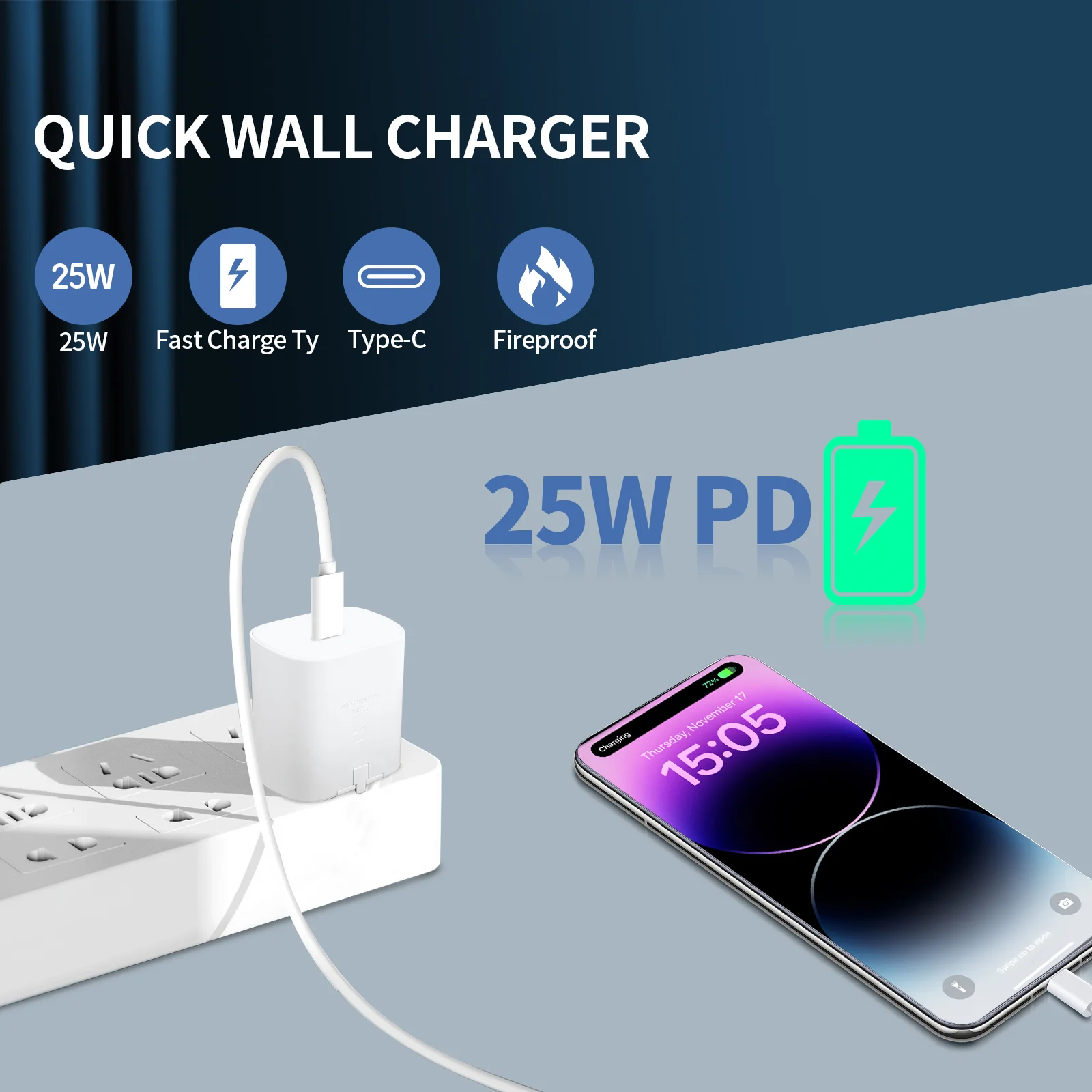 PD 25W Type C Fast Charger Adapter For Samsung