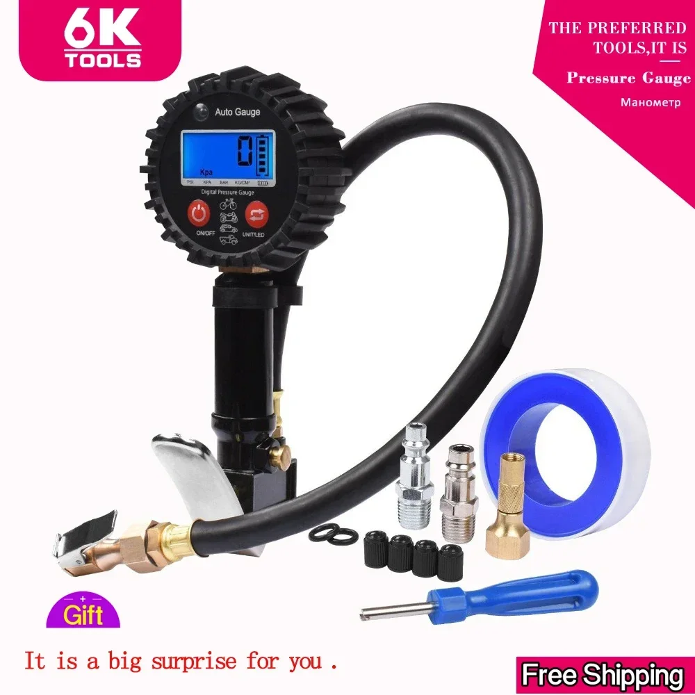 

Tire Pressure Gauge Digital Tire Tester 200PSI LCD Display Air Pressure Manometer Quick Connect Coupler for Car Truck Motorcycle