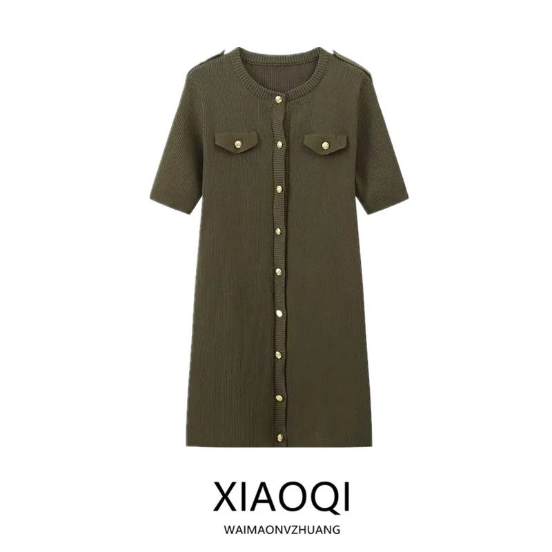 2024年秋新作 レディース デザイン感 スリムフィット 通勤 リブニット ワンピース ショート丈スカート 多機能 おしゃれ ミニ丈ワンピース