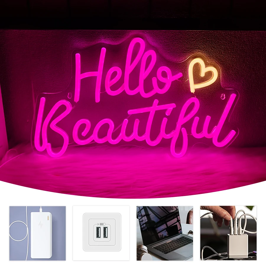 Letreros de Neón 'Hello Beauti - Beauty Makeup Girl reseña y precio