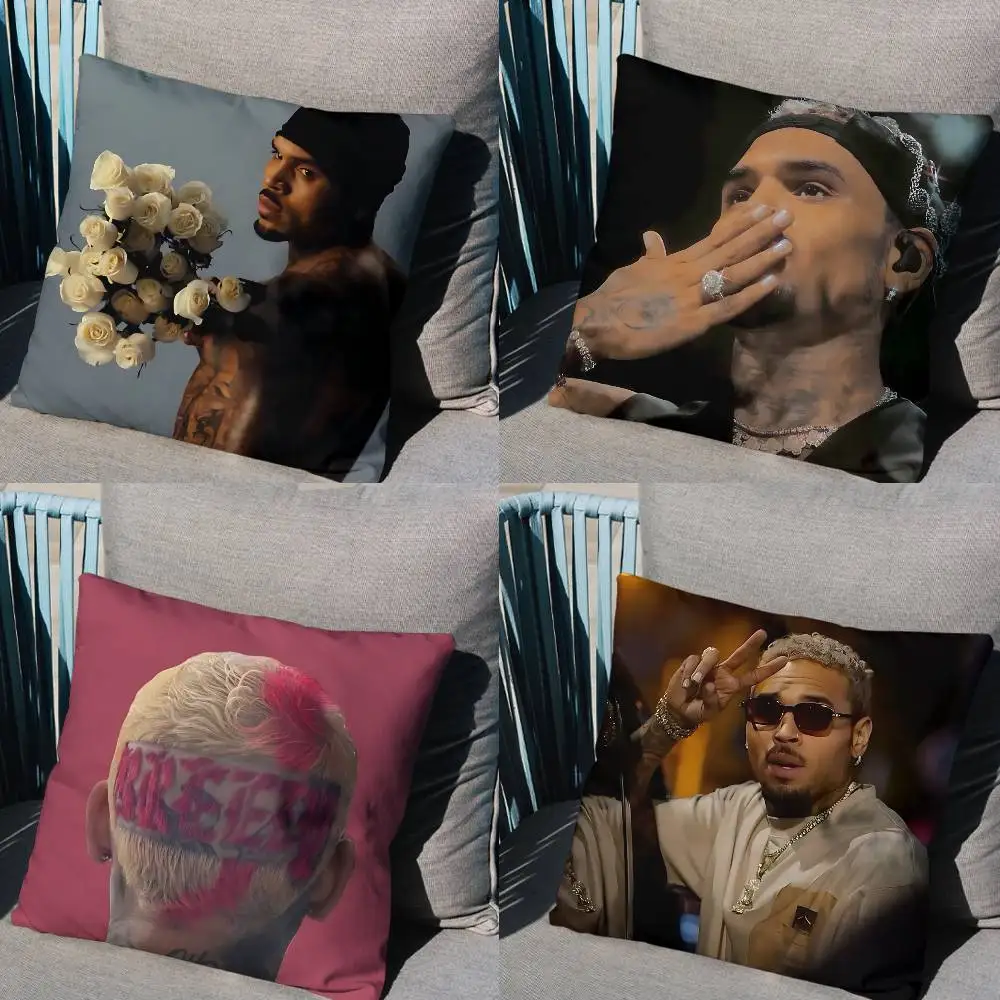 

Residuals It Depends Chris Brown Pillow Case Anti-dustmite Pillowcase Invisible zipper silky short plush Sofa cushion cover
