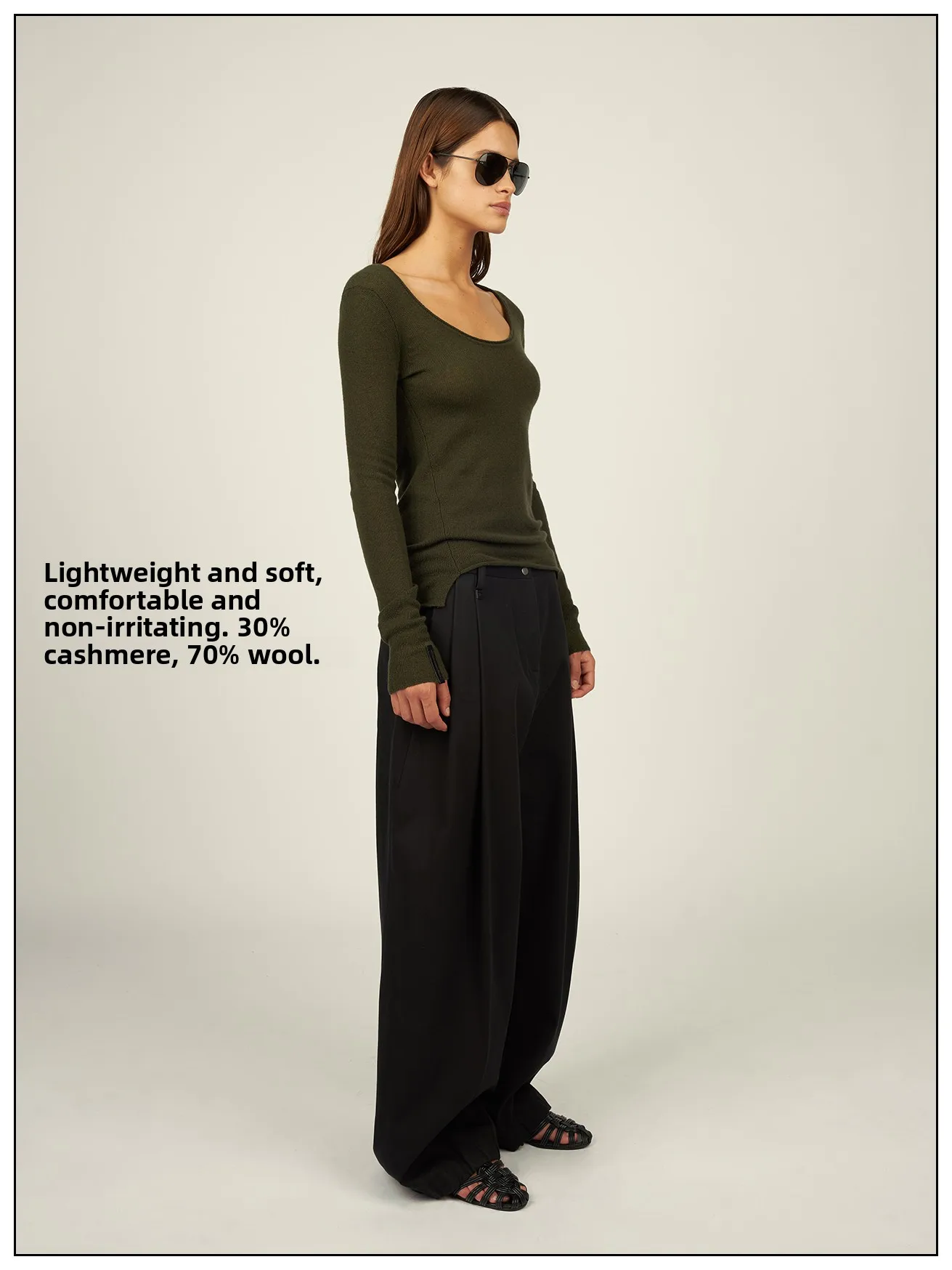 

Camere Wool Blend Трикотажный круглый Ne Base irt Удобный шлейф прямого кроя Длинный цвет све