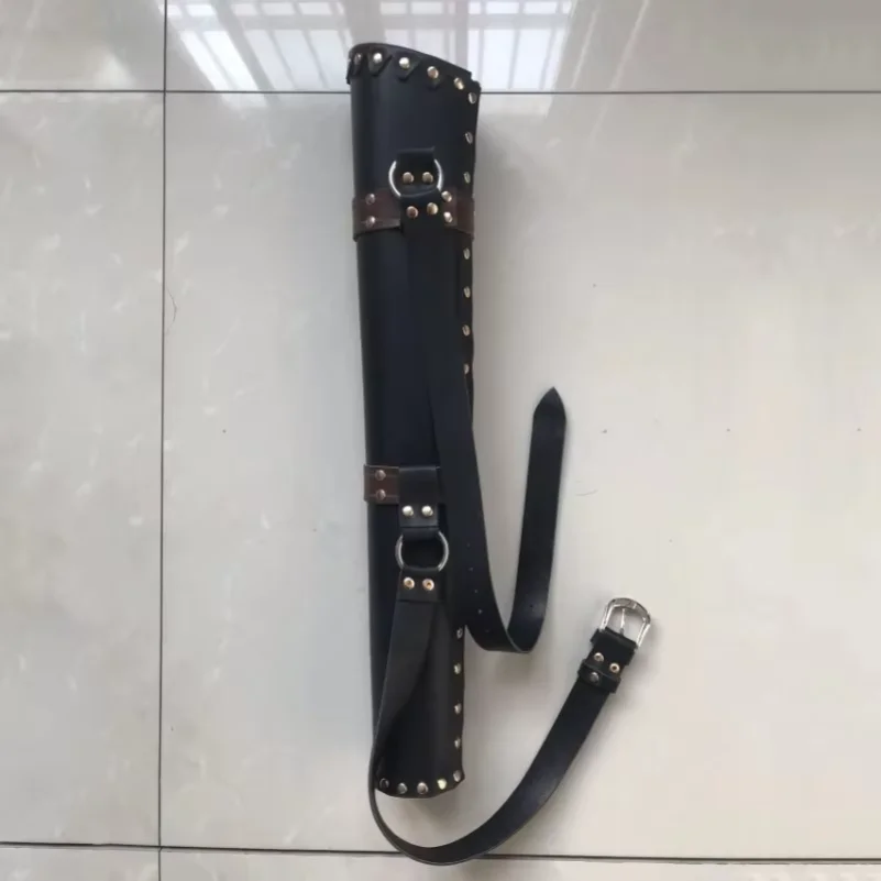 Medieval PU Leather Shoulder Back Arrow Holster Quiver Viking Knight Hunter Horseback Nomad Hunting Archery Cosplay Accessory