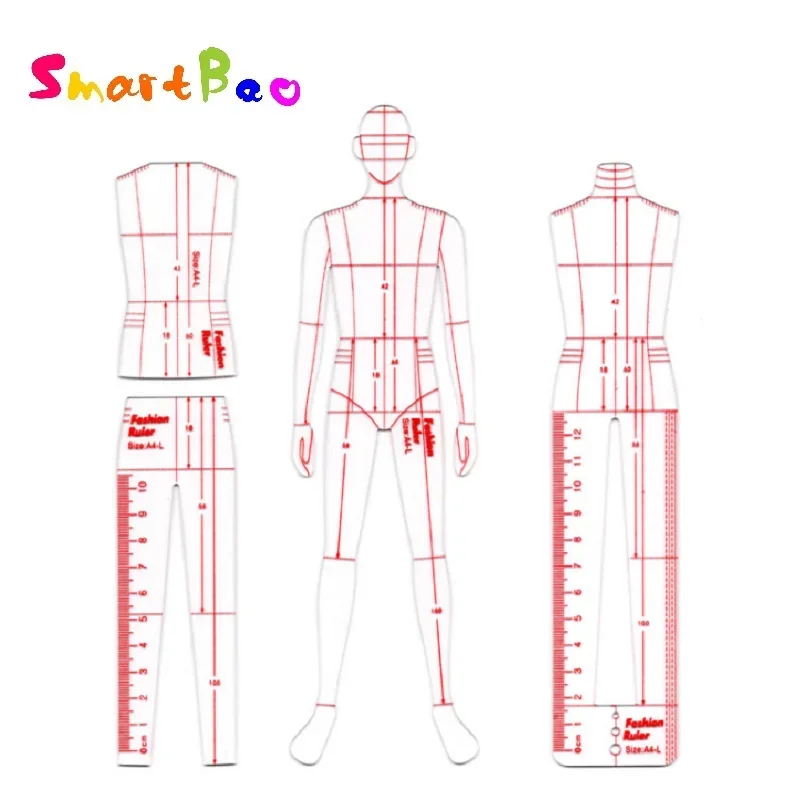 Male Fashion Ruler Garment Design Effect Style Men Drawing Template Ruler Original Design Model 25cm Height