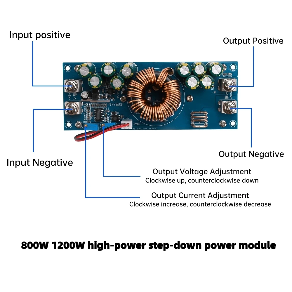 1200W 50A 800W 28A DC-DC Buck Converter Step-down Netzteil 15V-90V zu 2,5V-72V High Power Konstantstrom Power Modul