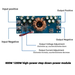 1200W 50A 800W 28A DC-DC Buck Converter Step-down Power Supply 15V-90V to 2.5V-72V High Power Constant Current Power Module