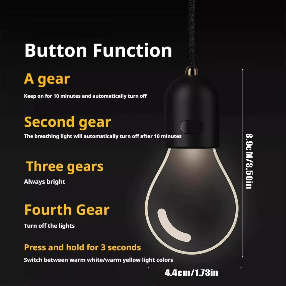 Retro Small Bulb LED Car Hanging Ornament Interior Ambient Lighting 2 Light Modes For Long Trips Daily Use Auto Decor Accessory
