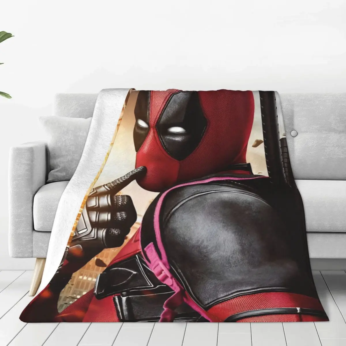 

Deadpool Blanket Picnic Flannel Throw Blanket For Couch Chair Sofa Bed Super Warm Customized Quality Bedspread Birthday