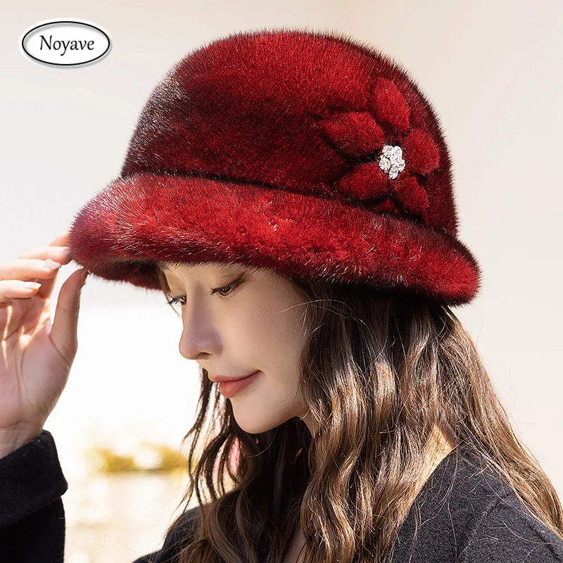 Mink Fur Bucket Hat 100% high-quality Mink For Girls Soft Thickened Furry Beret Ladies Hat Thickened Outdoor Fisherman's Hat