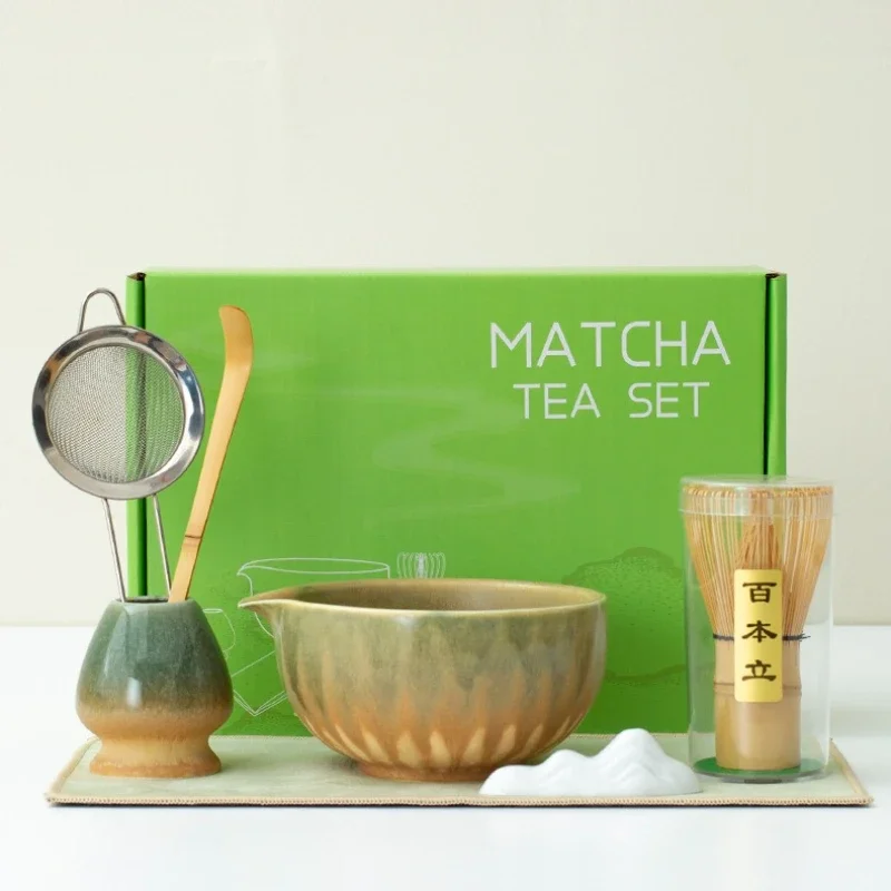 

5/7piece set Ceramic gradual change color tea stand matcha bowl set to order tea Japanese style complete set of tea tools