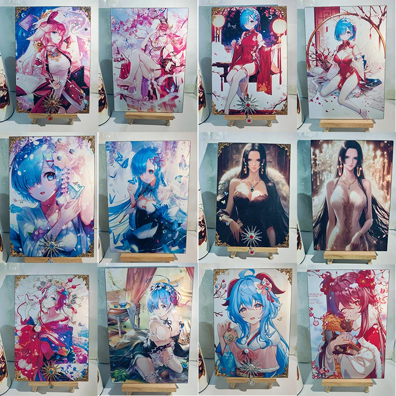 

Anime Goddess Story A4 Series of Game Peripheral Collectible Cards Rem Ram Yae Miko Boa Hancock Ganyu Christmas Birthday Gift