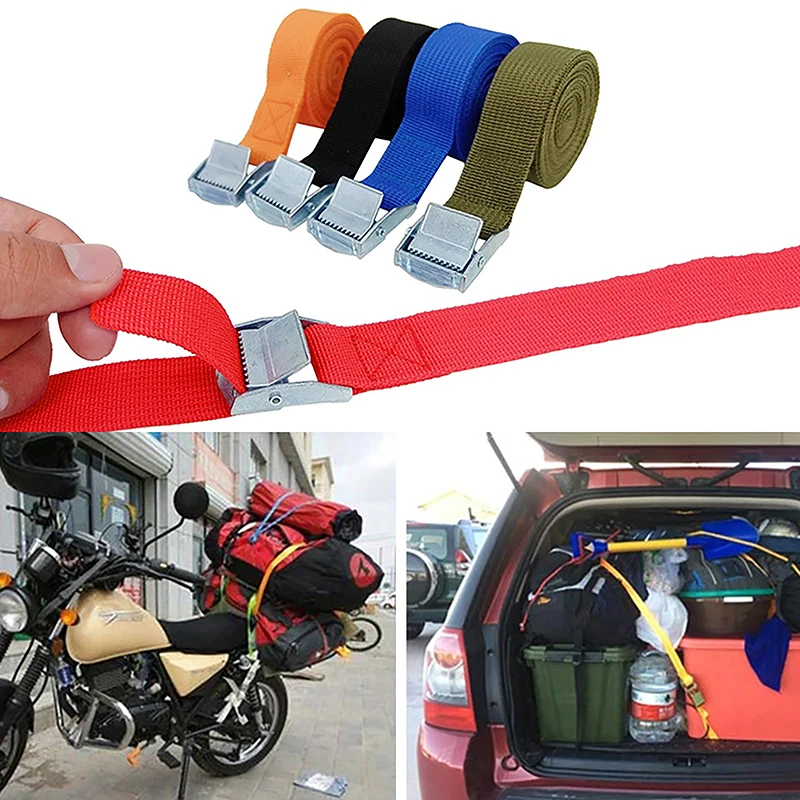 5M Cargo Straps With Buckle Tie-Down Belt For Motorcycle Car Bicycle Metal Tow Rope Strong Ratchet Fixing Belt For Luggage Bag