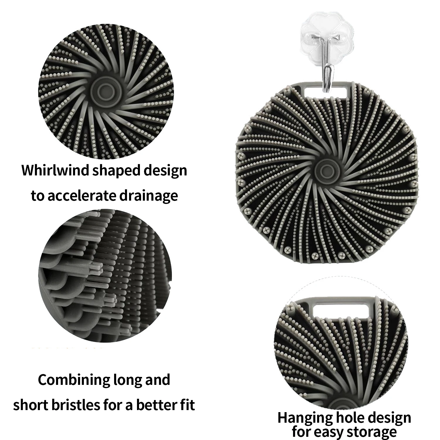 6/3/1 قطعة فرشاة استحمام دوامة من السيليكون المضلع - فرشاة تدليك، فرشاة استحمام، فرشاة استحمام، فرشاة غسيل للشعر - مناسبة #4
