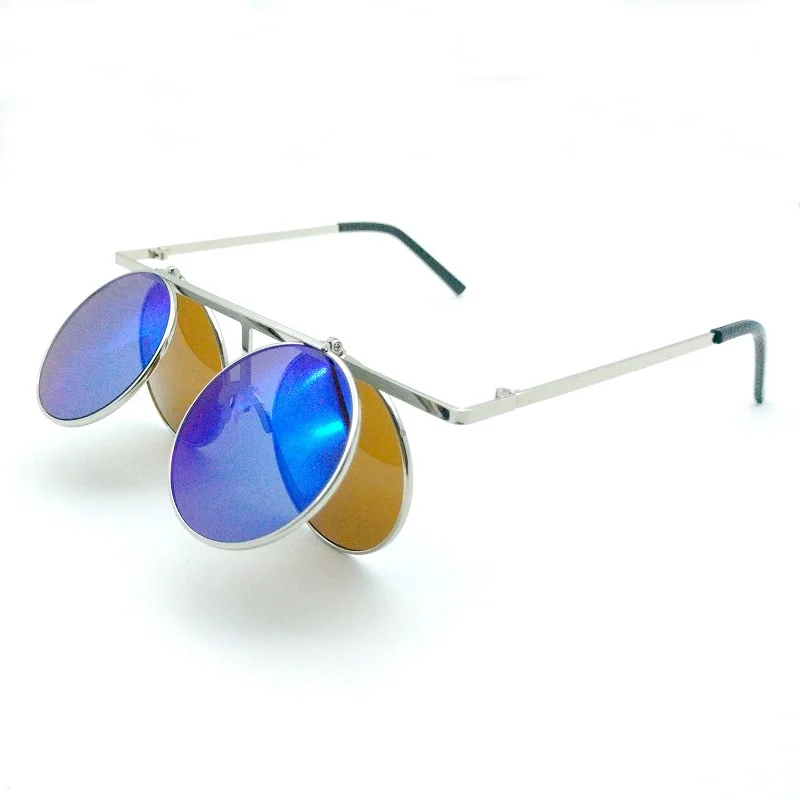 Free shipping steampunk metal flip up diffraction glasses