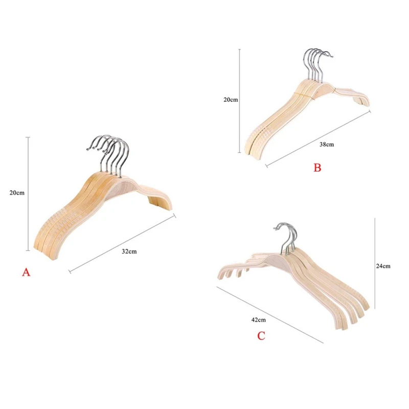 32cm/38cm/42cm Adult Children Non-slip Non-marking Log Color Hanger Ultra-Thin Space Saving Hook Coat Hanger Practical Type