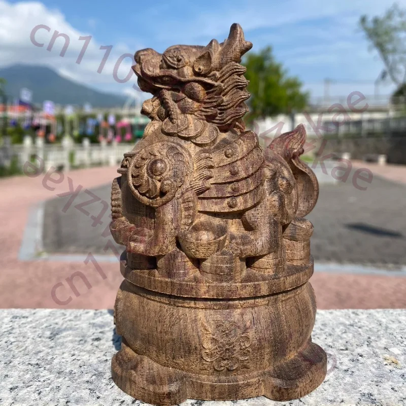 

Lucky Pixiu Wooden Sculpture for Home Decor, Office, Living Room, Unique Housewarming Business Gift, Feng Shui Art Craft