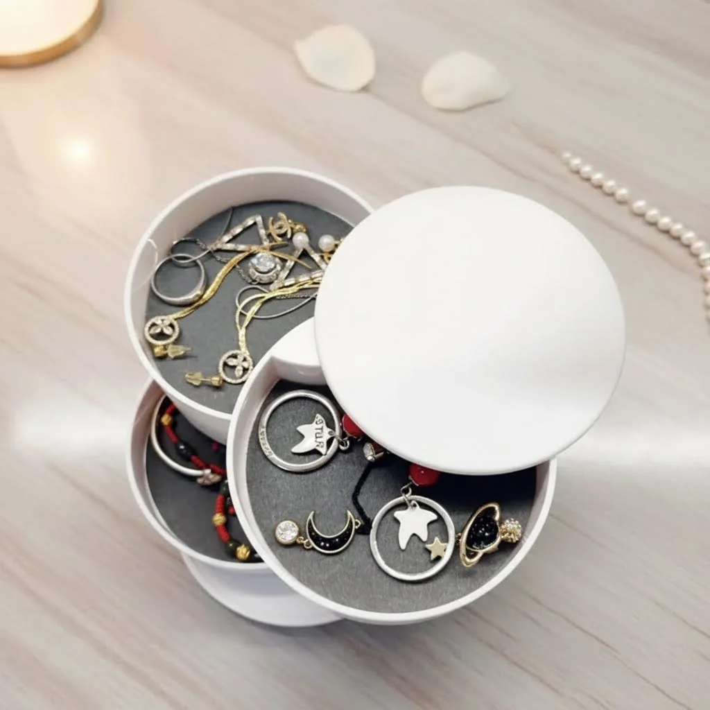 Fashionable Rotating Multi-Layer Gift Box Desktop Storage Box for Women'S Hair Accessories Jewelry Box