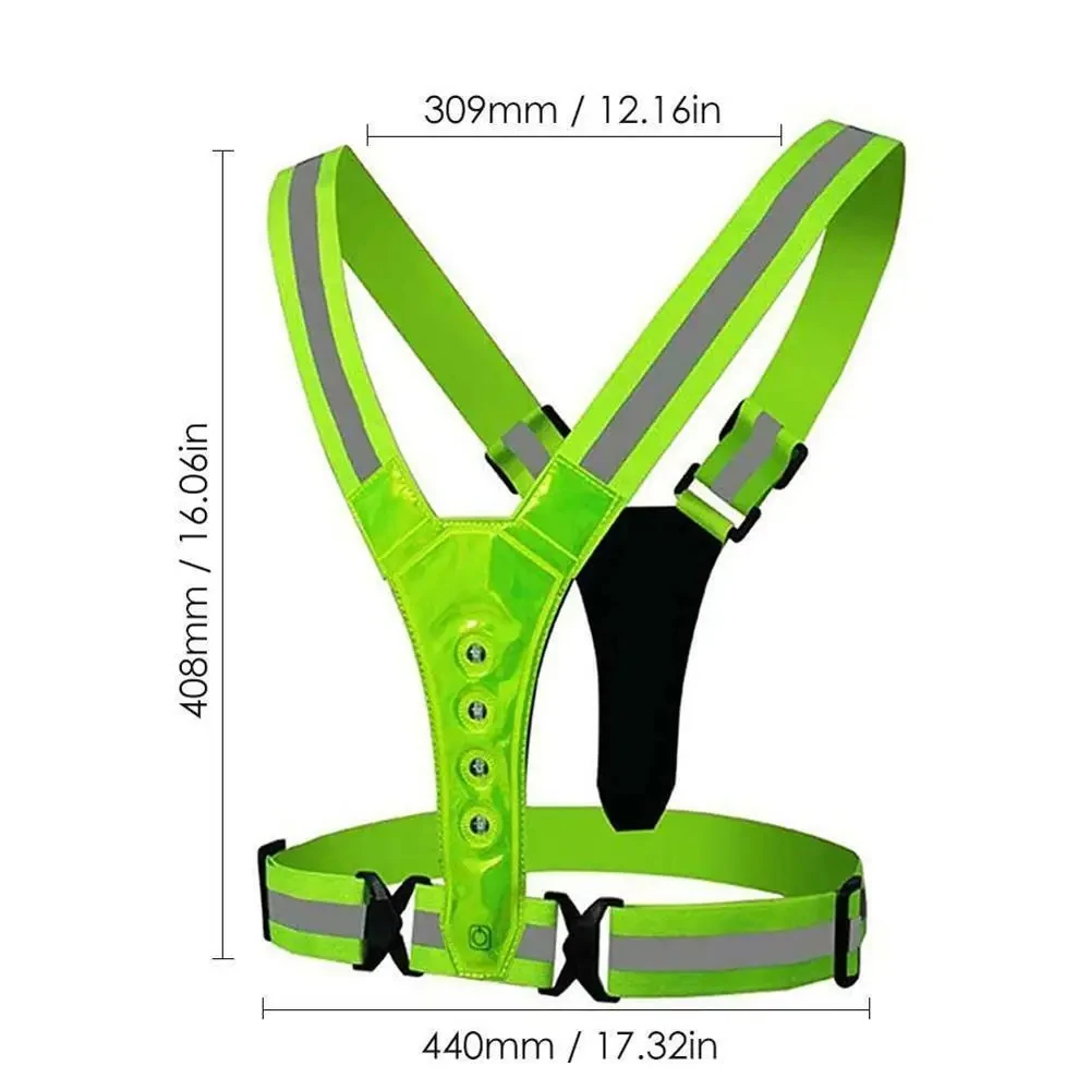 Safety Reflective Vest LED Running Light Adjustable Cycling Vest Night Warning Work Fishing Sports Vest