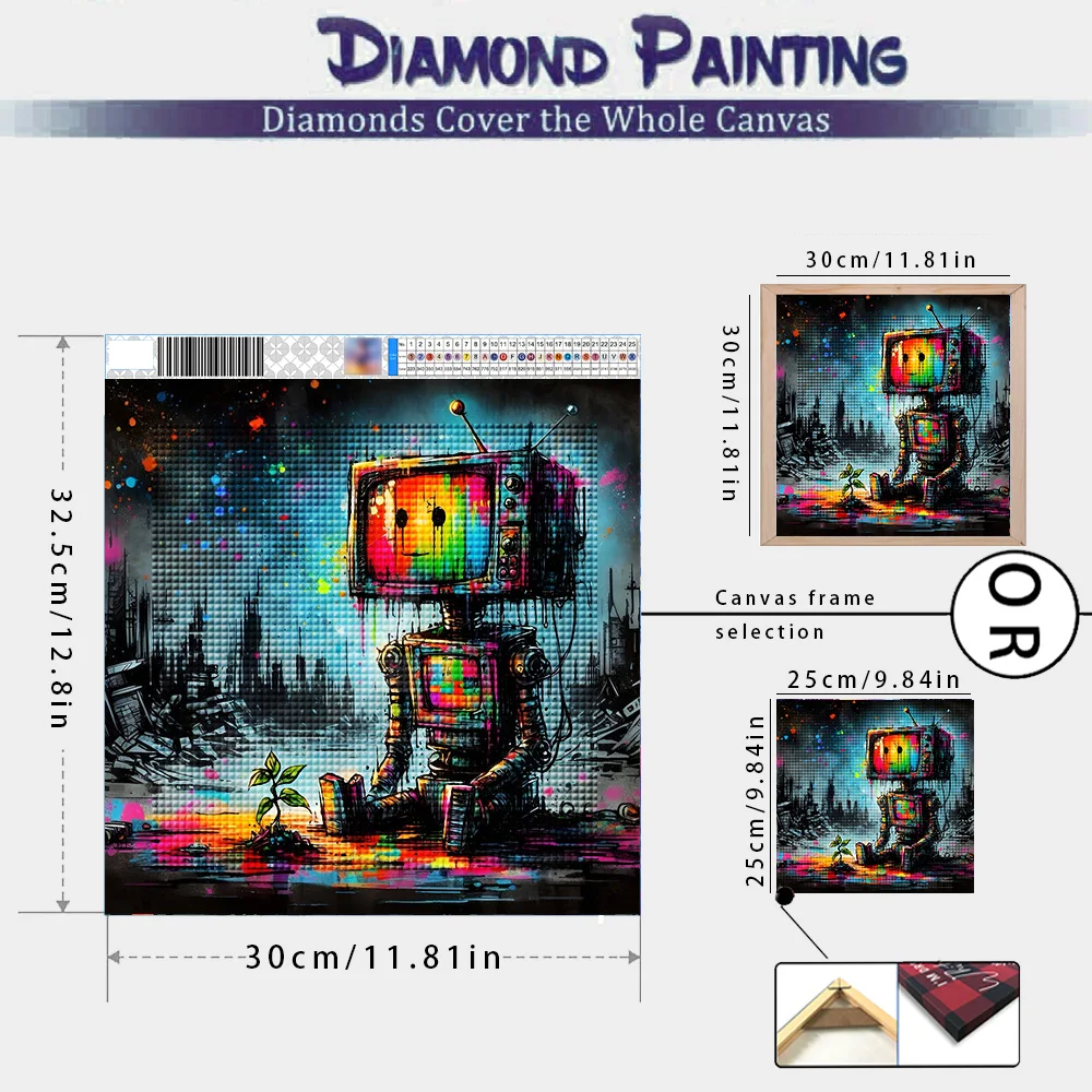 Diamond Painting Universe 5D DIY Full Diamond Mosaic Art Cartoon Rainbow Television Robot Embroidery Home Decorations