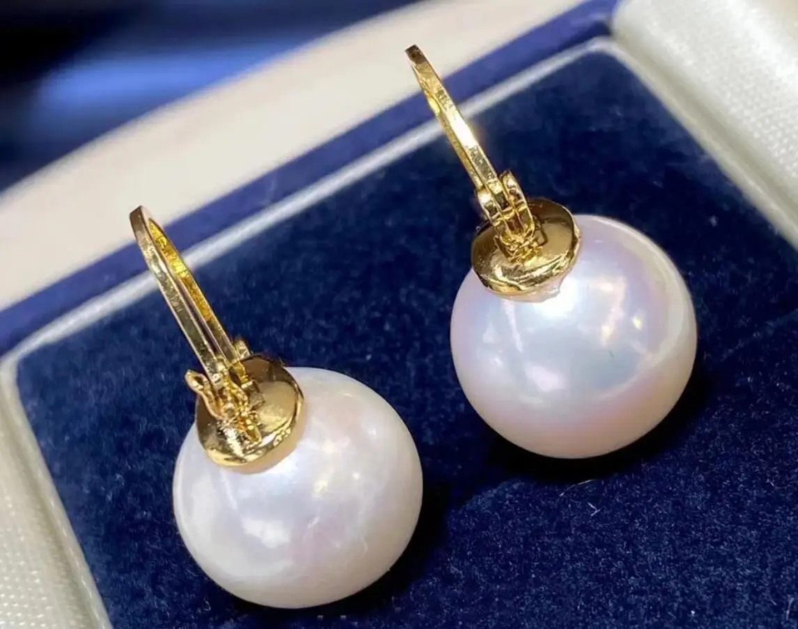 Giant Pearl Earrings AAAA++10-11mm 11-12mm 12-13mm Gorgeous Japanese KOYA White Round Pearl Earrings 925s