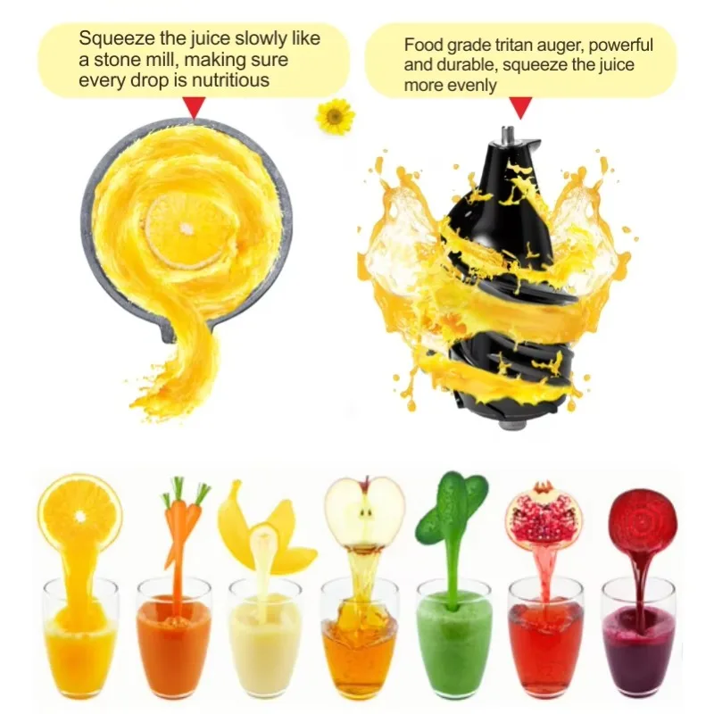 고품질 상업용 영양 과일 채소 저속 착즙기 전기 맞춤형 로고 스테인리스 스틸