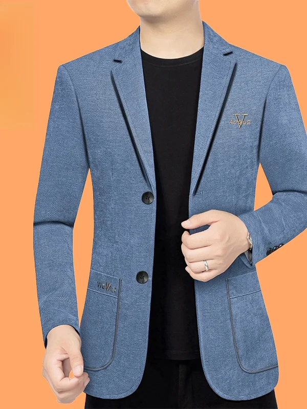 

Casual Men's Suit Jacket Anti-Wrinkle Washed Business Style Knitted Fabric Spring Autumn Wear Comfortable Fit Singl...