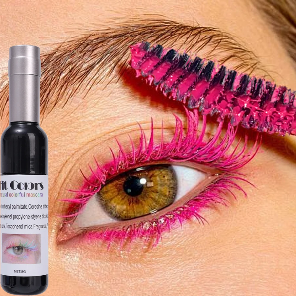 Wine Bottle 4D Silk Fiber Color Mascara Waterproof Fast Dry Eyelashes Curls Extension Makeup Eyelashes Blue Pink White Mascara