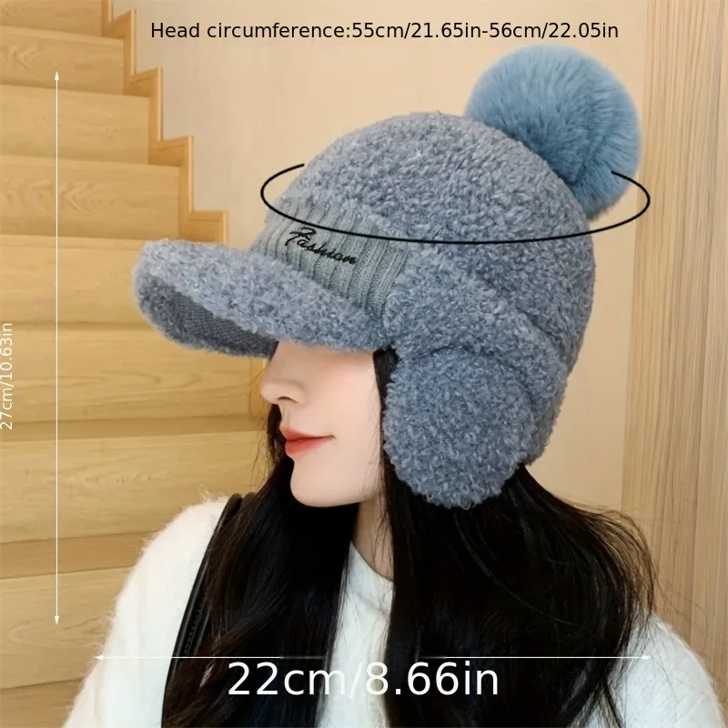 Fashion Women Winter Fur Warm Windproof Hat Lei Feng Cap Fur Ear Flap Cap Buckle Warm And Thick Ear Protection Outdoor Headwear