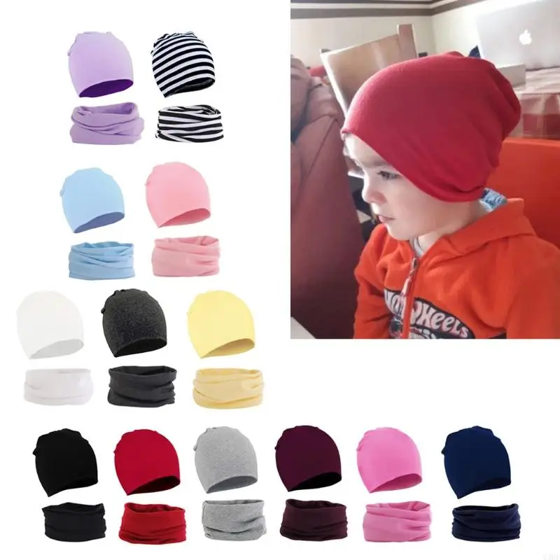 63HE Hats and Soft Scarf Set with Color Matching in Cold Weather Windproof Hats Loose Hats for Unisex Winter Necessaries