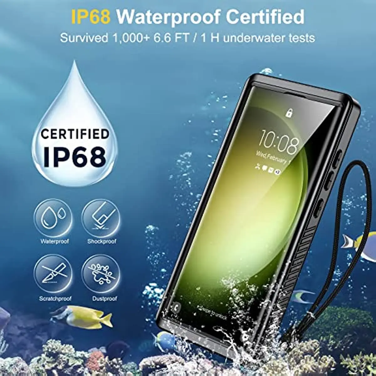 Per Samsung Galaxy S23 S24 custodia Ultra impermeabile, custodia impermeabile S23 Plus FE antiurto per immersioni subacquee a prova di nuoto