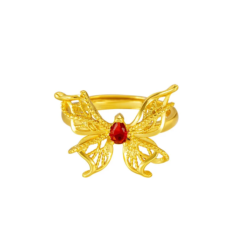 

Luxurious Real 14k Gold Color Butterfly Ring for Women’s Exquisite Ring Not Fade Engagement High Jewelry Gifts