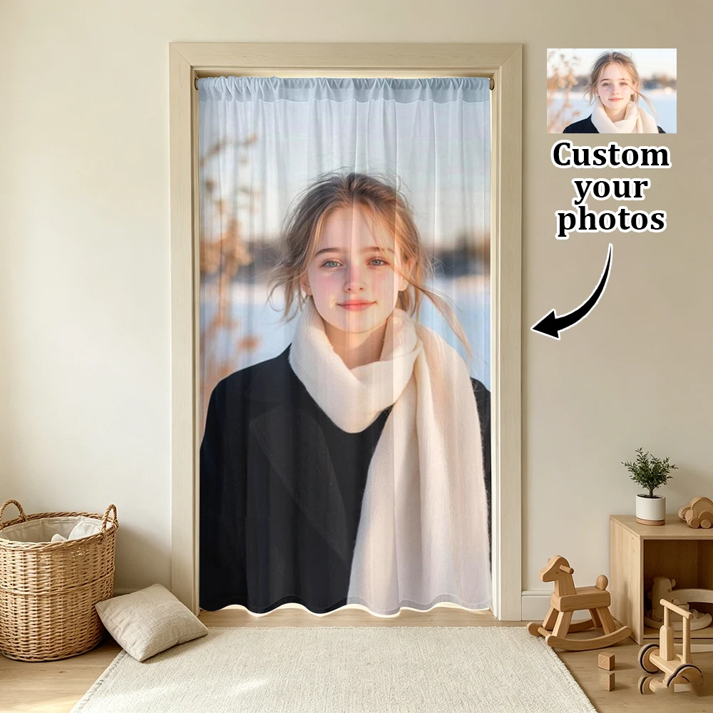 1PC Personalized Custom Image Door Curtain, Custom Photo Printed Noren Partition Curtain for Bedroom Entrance Home Decoration