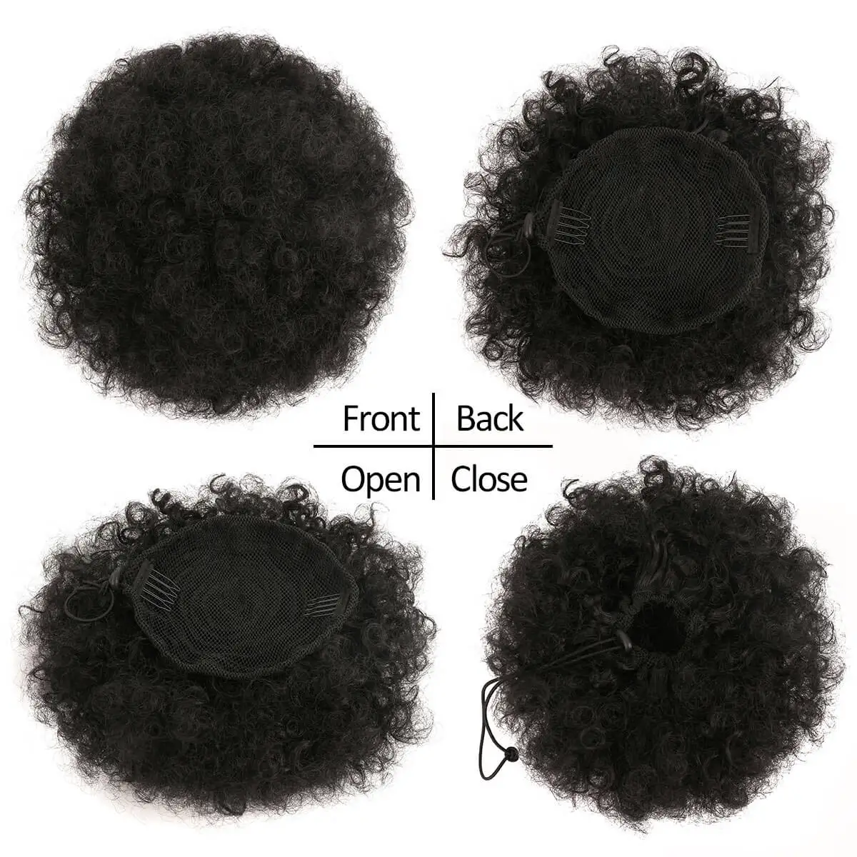 Coleta sintética Afro Puff para mujer, postizos de extensión de cabello, cola de caballo rizada con cordón, pequeña a grande