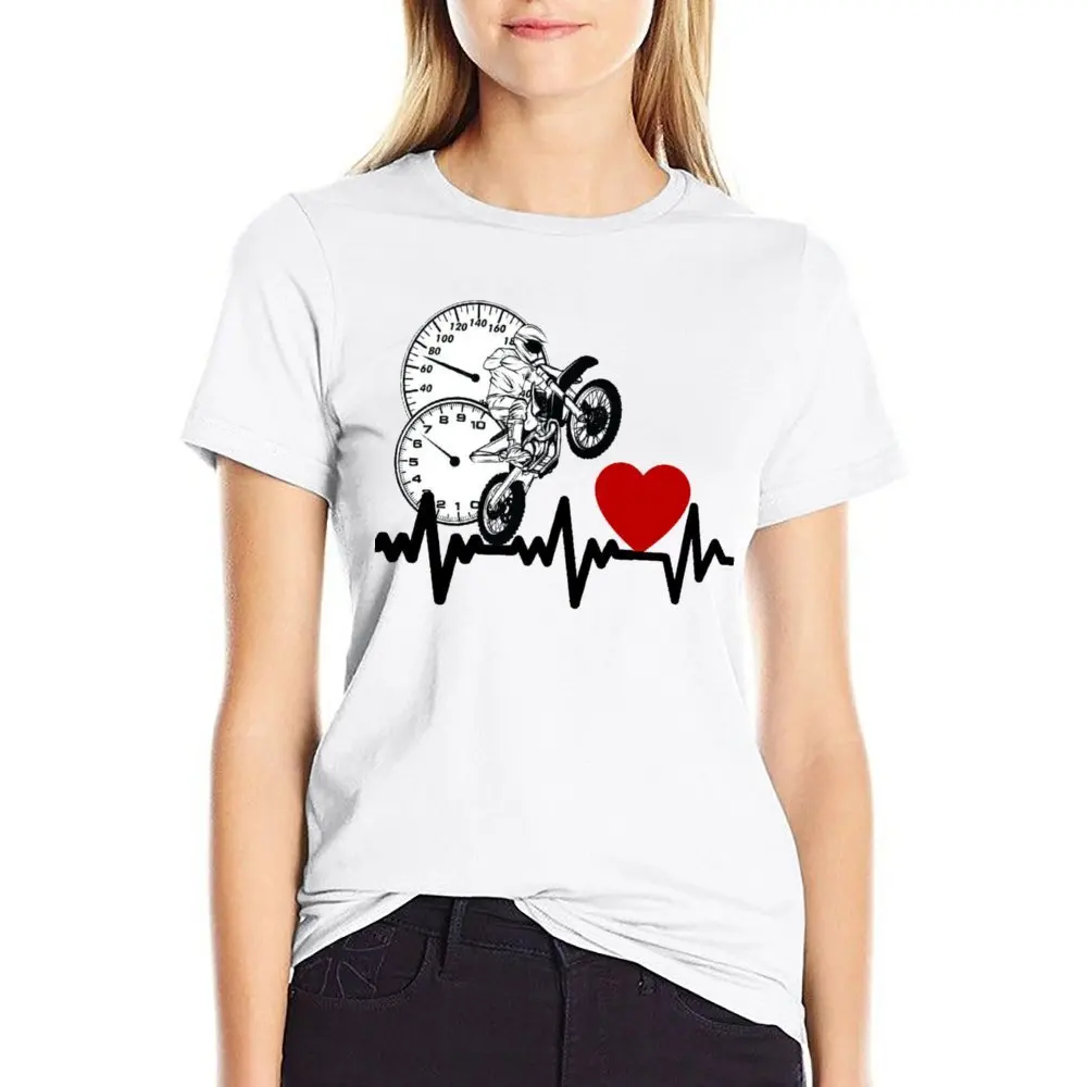 Round Neck Dirt Bike Heartbeat Poster For Sale T-shirt  Campaign Tees Funny Casual Fitness