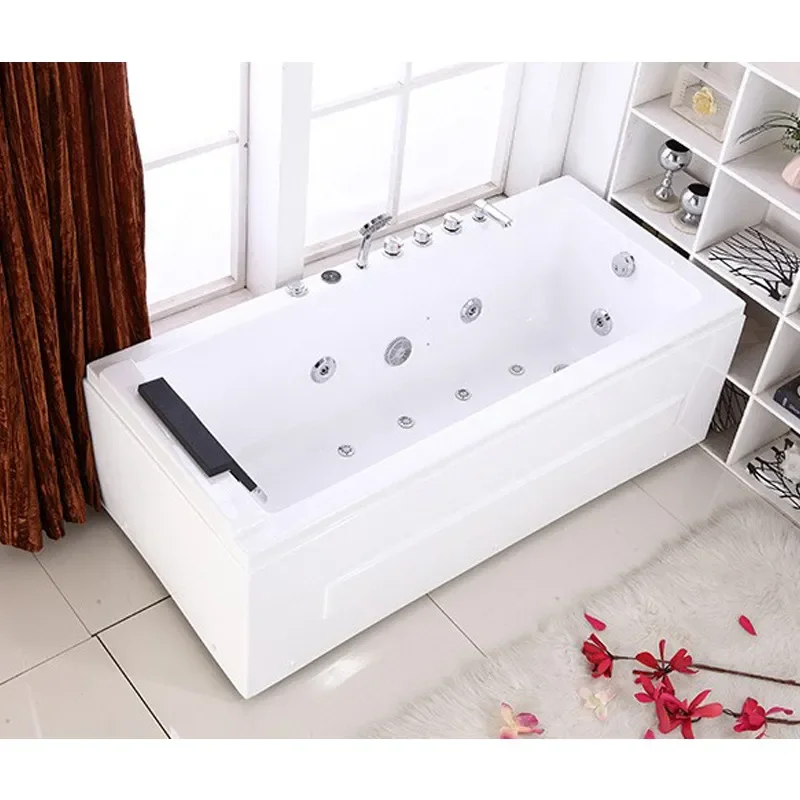 for Foshan Manufacturer Single Independent Jacuzzi Acrylic Bathtub Double Skirt Exquisite Home Smart Bathtub