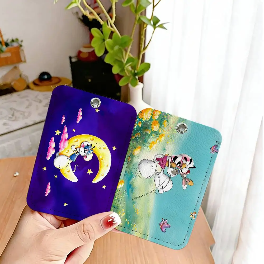 Popular Character D-Diddl PU Soft Leather Rectangular Key Card Holder Induction Elevator Protection Cover Youth Faion Accory