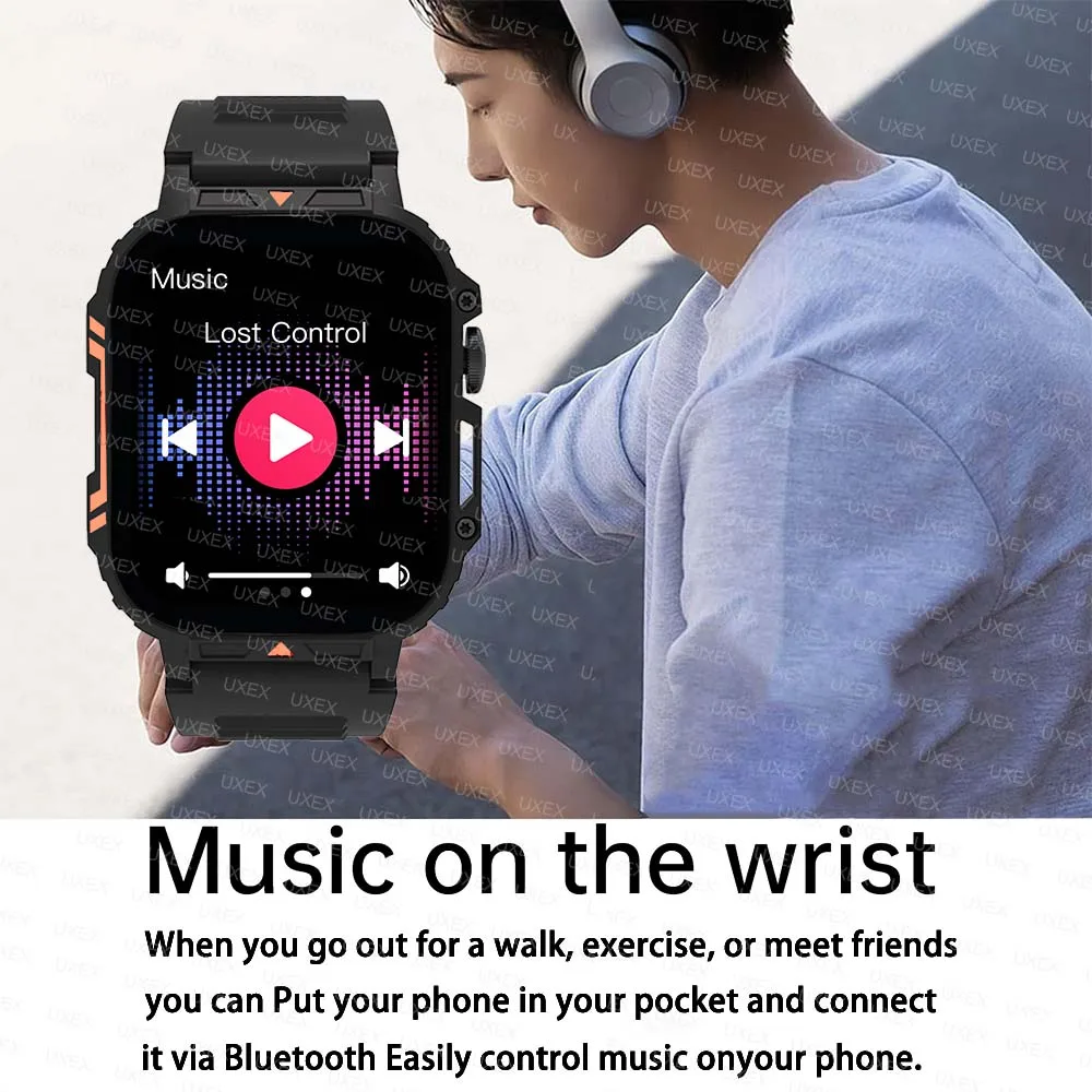 ساعة ذكية للرجال عسكرية 1.95 بوصة تتبع الصحة بلوتوث دعوة اجتماع هدية Smartwatch اللياقة البدنية الساعات الرياضية لنظام أندرويد Ios
