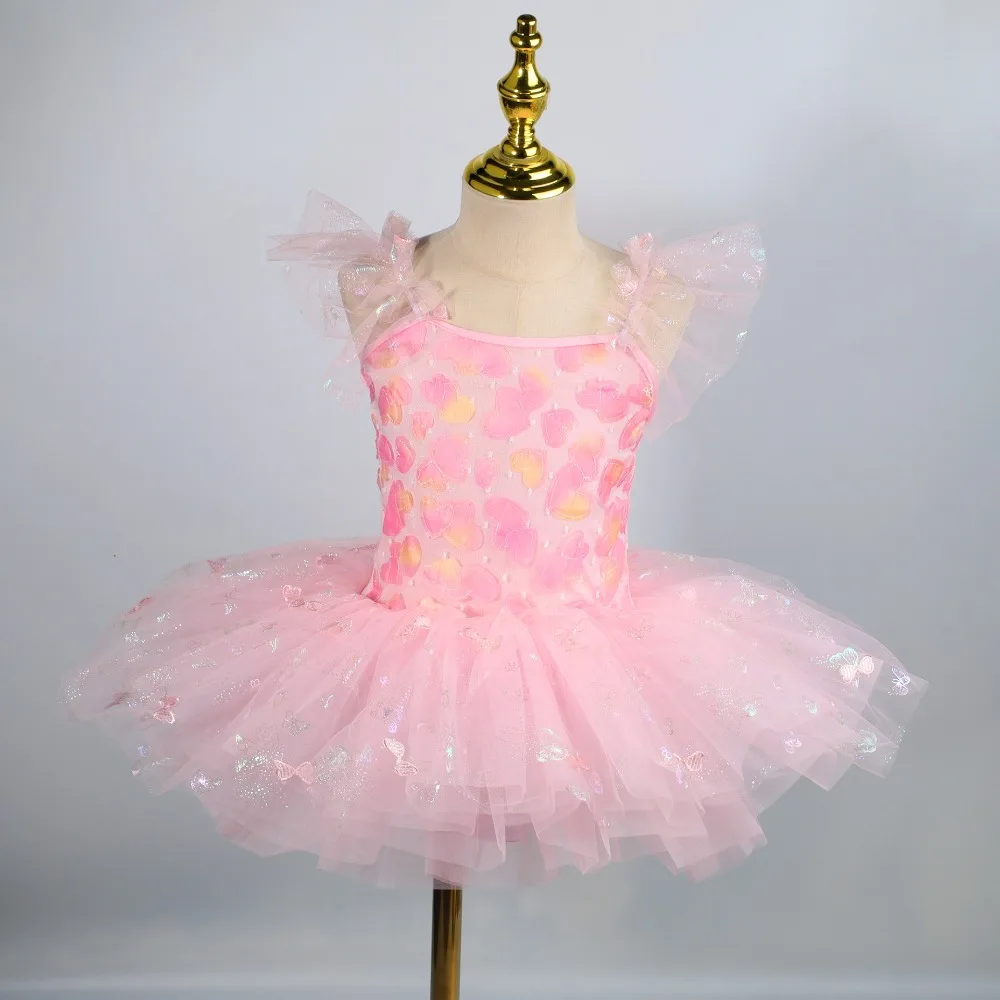 

Модное детское балетное платье с пайетками и головным убором, пышный танцевальный костюм для девочек, праздничное платье для выступлений