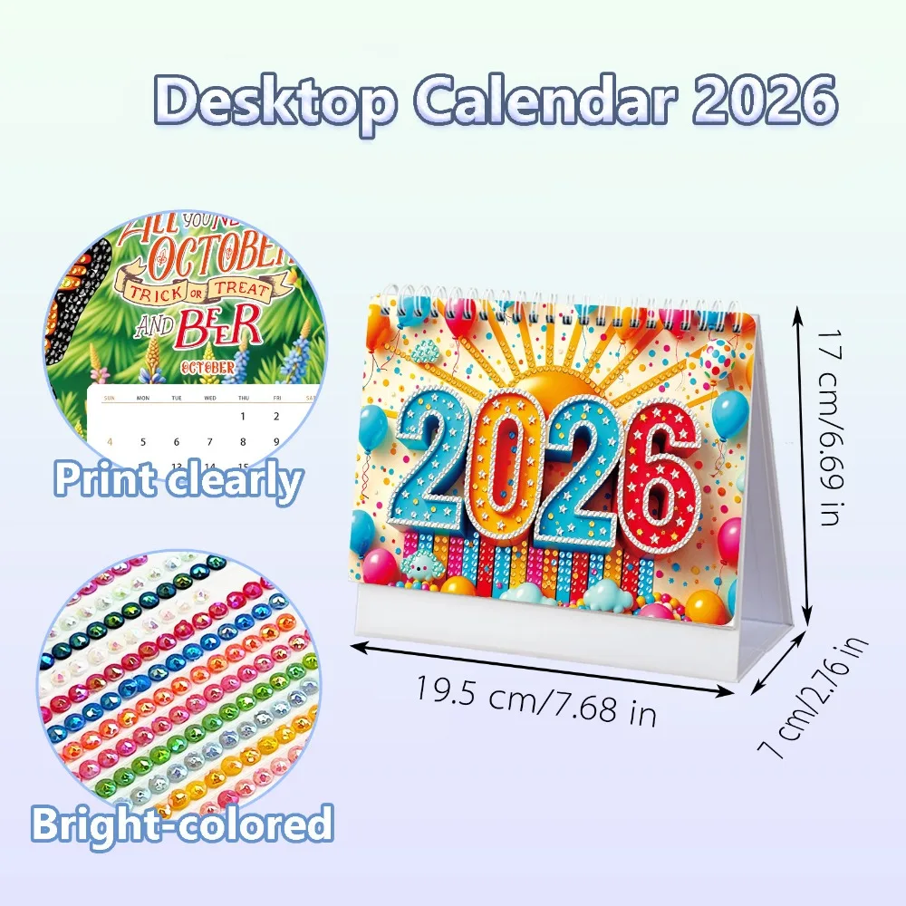 

2026 Diamond Art Calendar Thick Paper Different Patterns Desk Calendar Painting Art Kit Painting Calendar