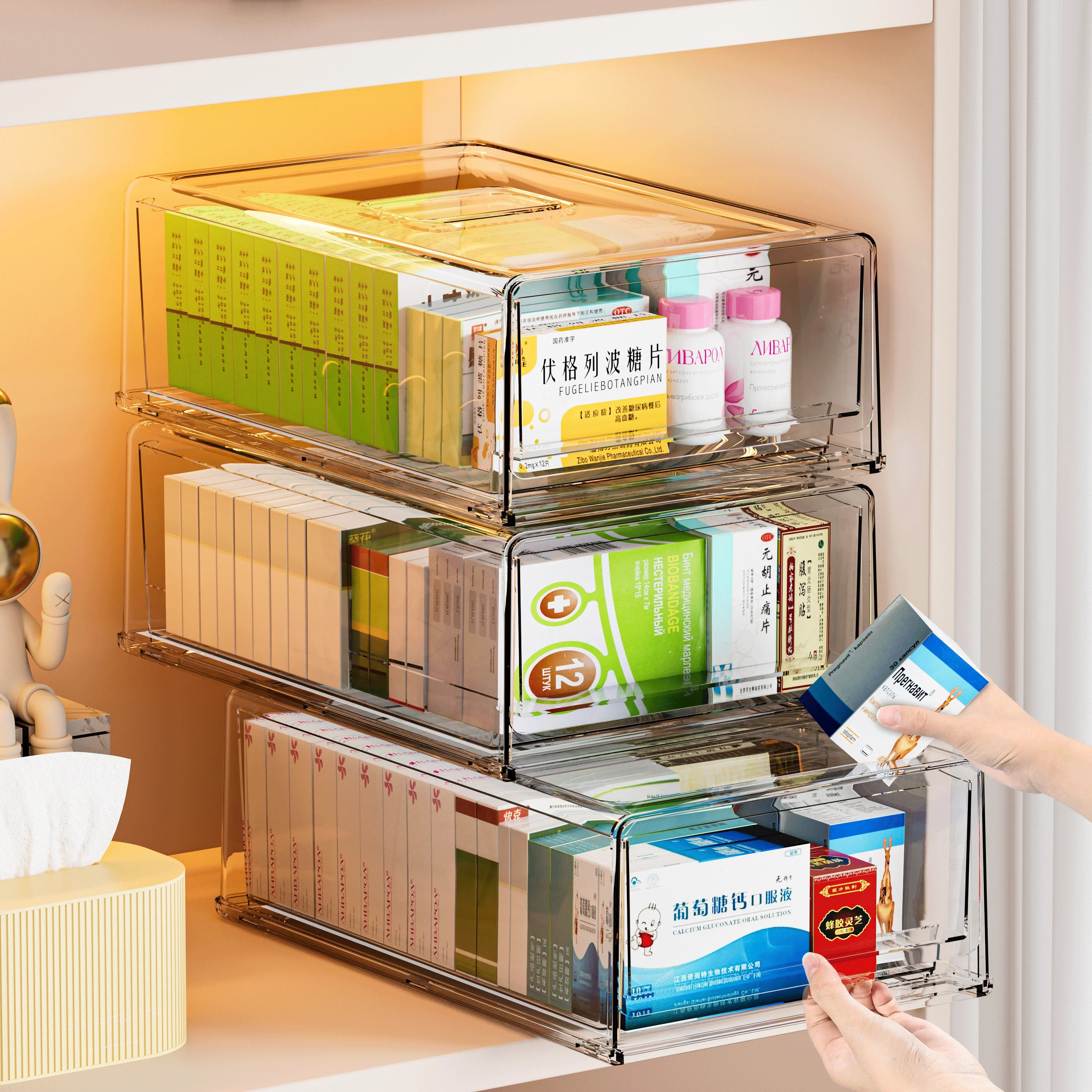 Large Capaci Transparent Multi-Layer Medicine Box Fly Use Medical Emergency Drug Storage Box Household Organizer