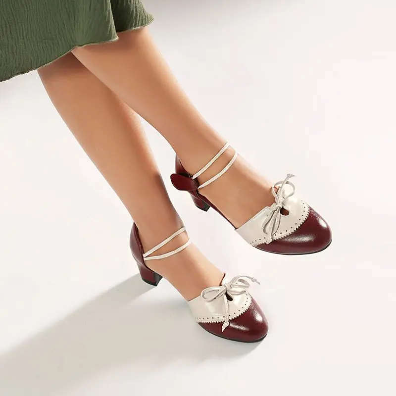 Girseaby Retro Women Sandals Round Toe Hook Loop Butterfly Knot Mixed Color Oversize 41 42 43 Sweet Mary Jane Handmade Summer view 5
