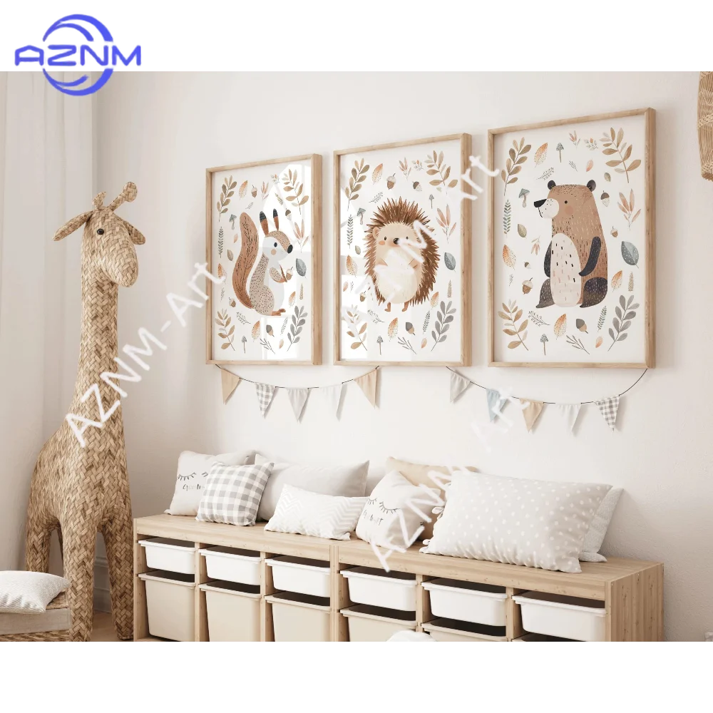 1/3Pcs Mix & Match Woodland Animals Nursery Prints, Forest T